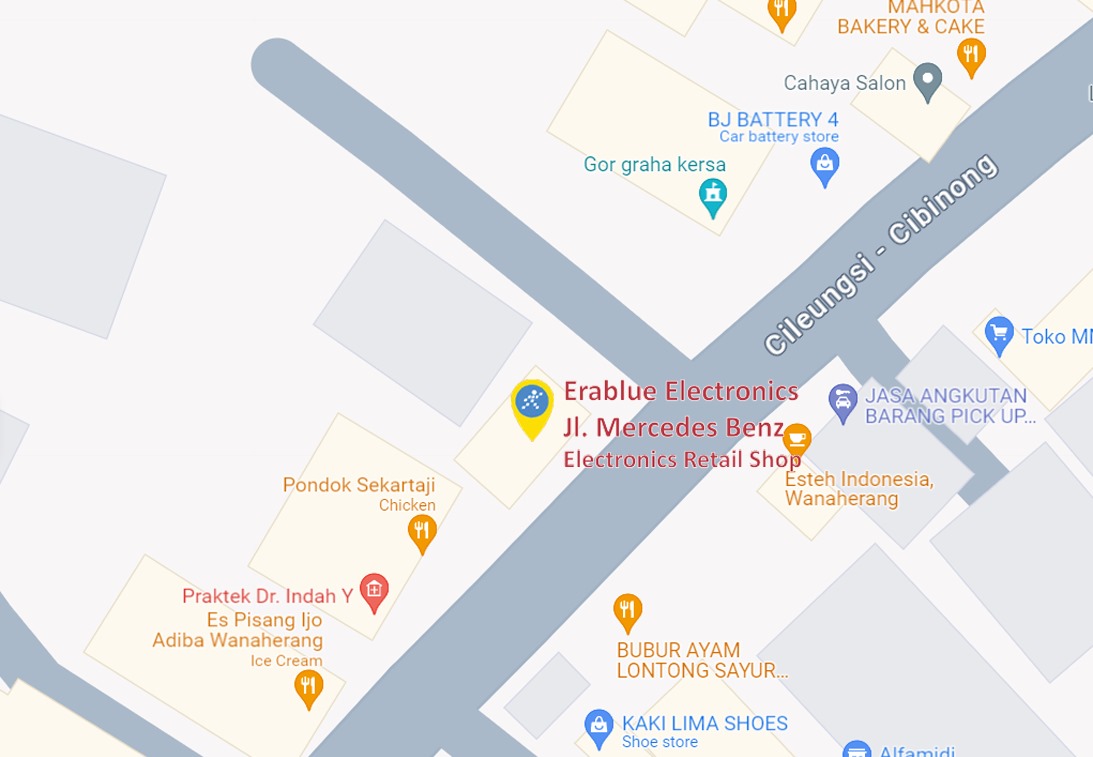 Peta ke toko EraBlue di  Jl. Mercedes Benz No.279, Wanaherang, Kec. Gn. Putri, Kabupaten Bogor, Jawa Barat 16965